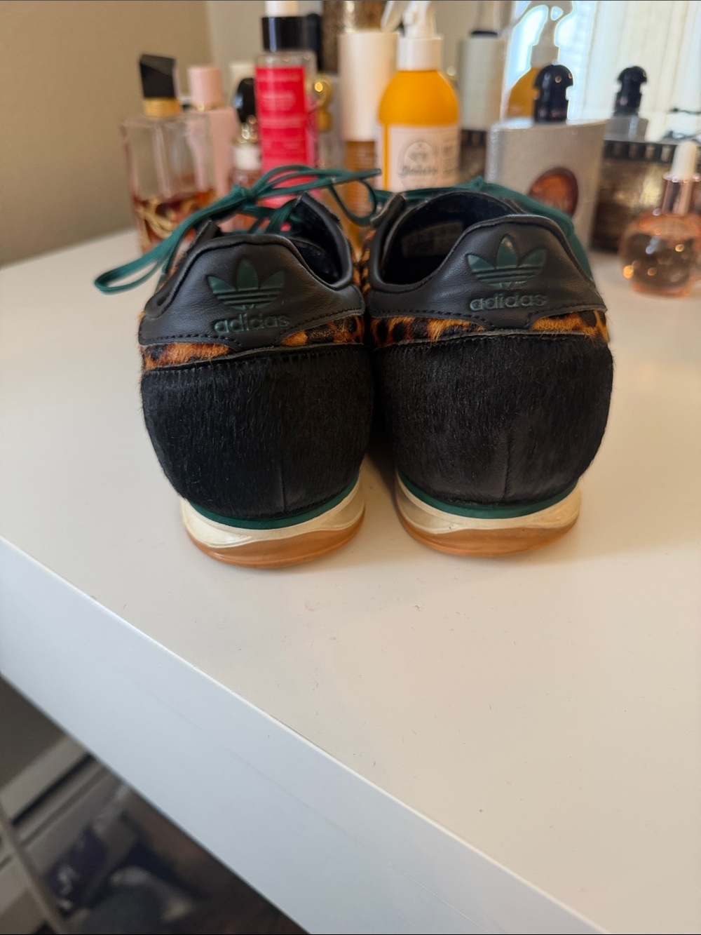 adidas Kids Leopard Print Sneakers with Green Laces - Picture 4 of 6